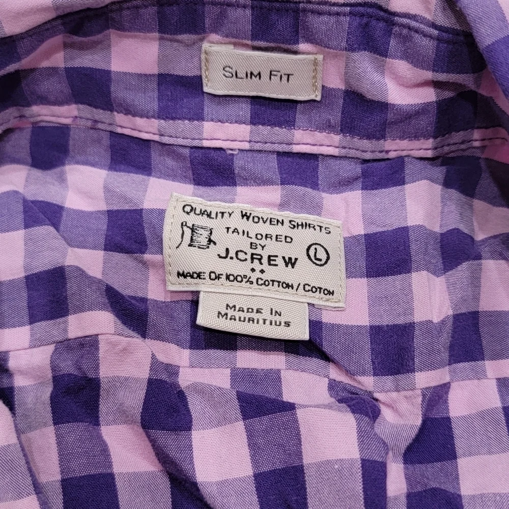 J. CREW Large button down. Purple‎ gingham.
